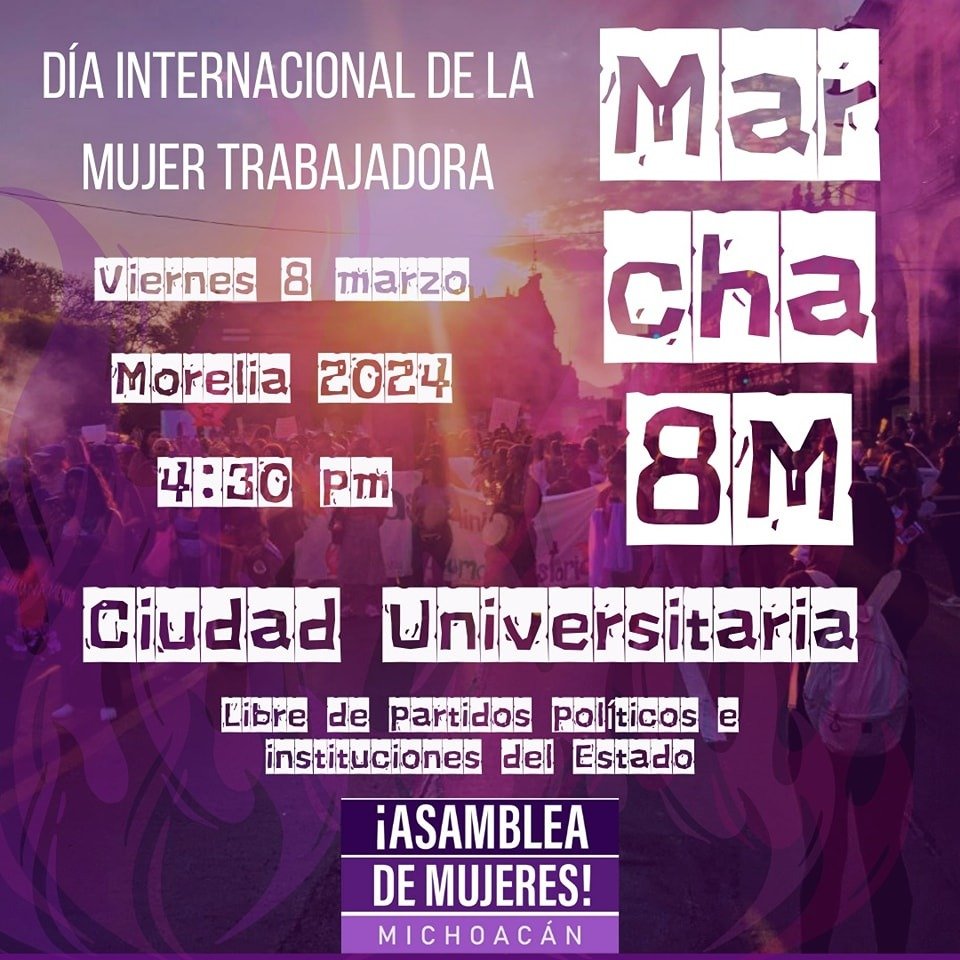 Conoce los detalles de la Marcha del 8 de Marzo e Morelia 2 cartel marcha 8 de marzo 1