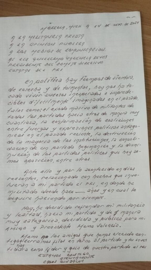 Carlos Augusto El Vaquero refrenda militancia al PRI y apoyo a Memo Valencia