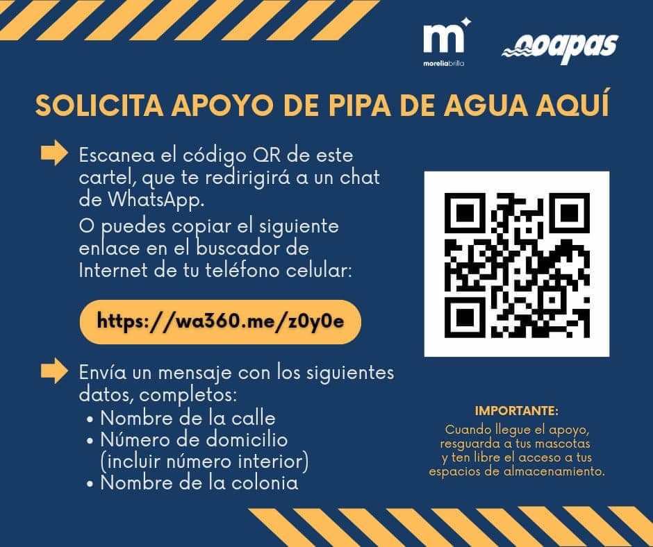 ¿En tu colonia no hay agua Aqui te decimos como solicitar pipa gratis en el Ayuntamiento de Morelia desde tu WhatsApp 1