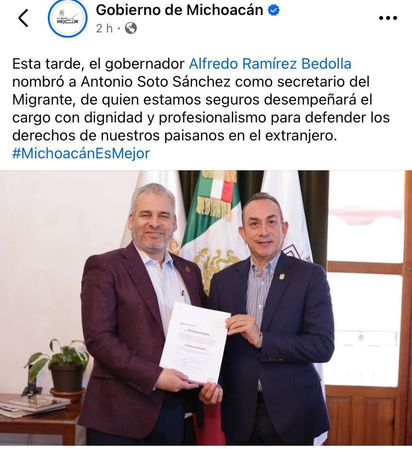ExSilvanista Toño Soto nuevo titular de la Secretaría del Migrante con Bedolla 2 img 20250201 wa00046049781227558670324