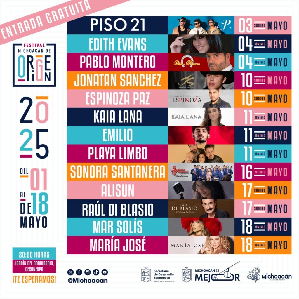 <br>El ritmo colombiano de Piso 21 te espera hoy en el Festival Michoacán de Origen 2 img 20250503 wa00235978190517064048816