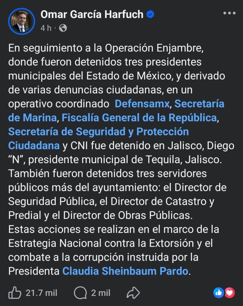 Detienen al presidente municipal de Tequila, Jalisco, en seguimiento a la Operación Enjambre 3 img 20260205 wa00125655478009567922352